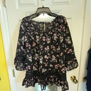 Floral Black Women's Top